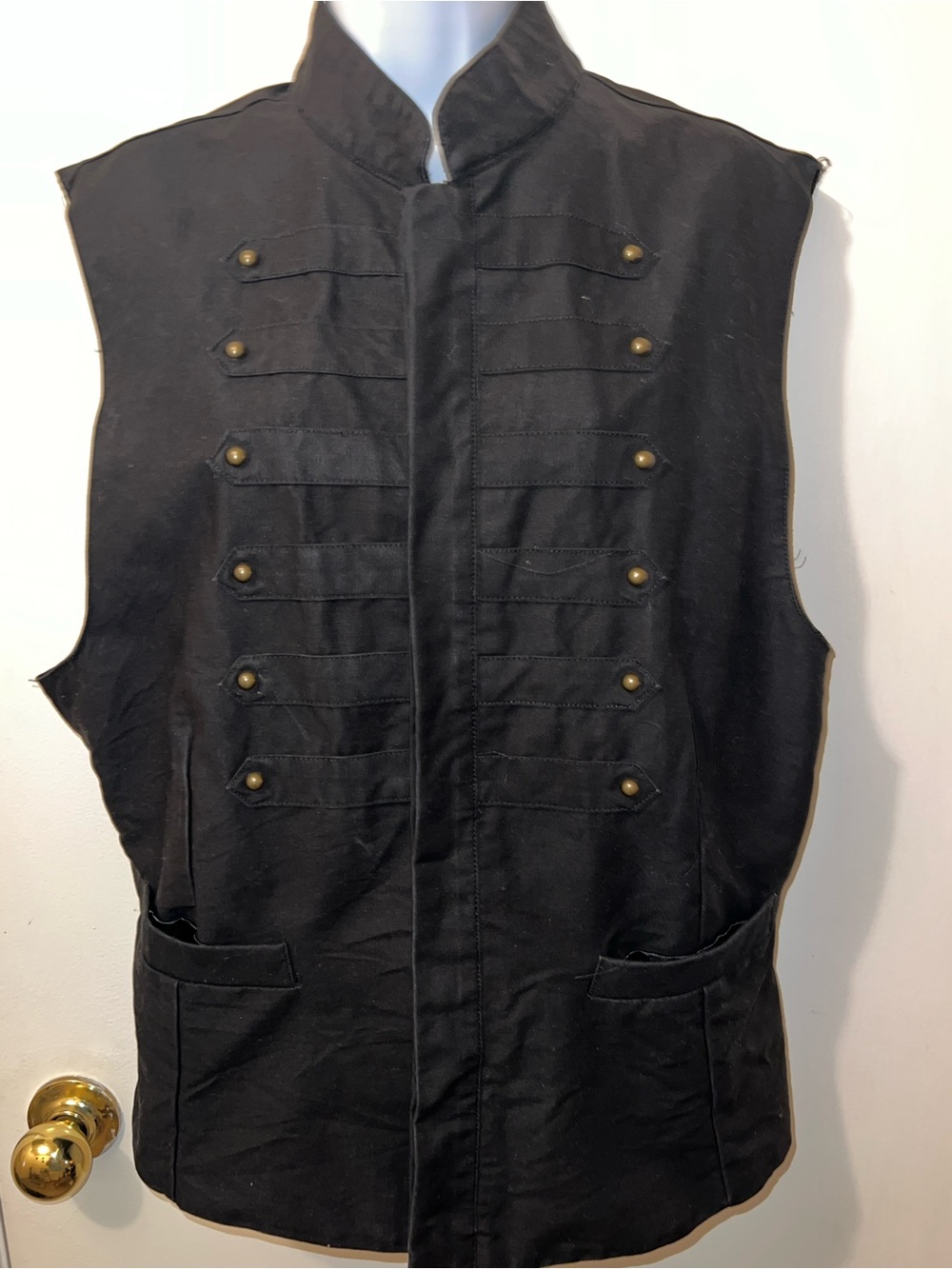 Men's Black Military-Inspired Button Vest - Picture 3 of 6